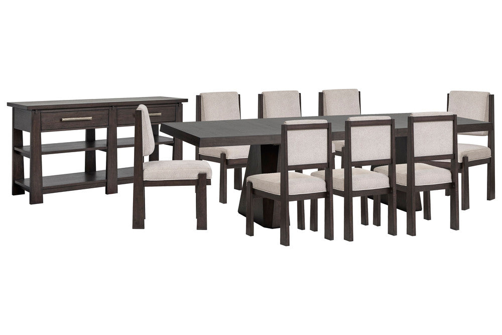 Magnussen - Tauren Coffee Bean Extendable Double Pedestal Dining Table With 8 Upholstered Side Chairs And Sideboard - D6434-32-KIT17 view 1