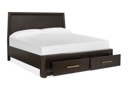 Magnussen - Tauren Coffee Bean King Panel Storage Bed 2 Open Nightstands And Double Drawer Dresser With Shaped Mirror - B6434-64A-KIT8 view 7