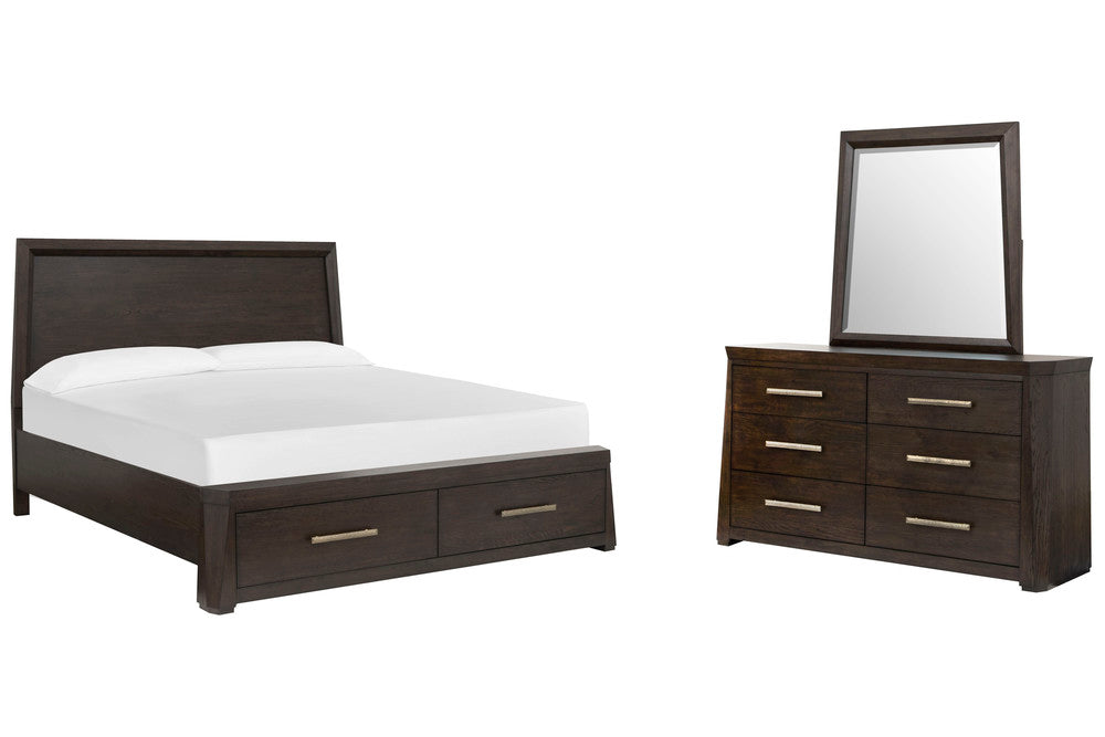 Magnussen - Tauren Coffee Bean King Panel Storage Bed And Double Drawer Dresser With Shaped Mirror - B6434-64A-KIT3 view 1
