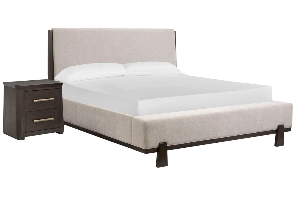 Magnussen - Tauren Coffee Bean King Upholstered Panel Bed With Nightstand - B6434-65-KIT1 view 1