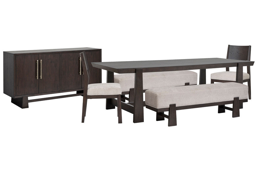 Magnussen - Tauren Coffee Bean Trestle Dining Table With 2 Benches 2 Side Chairs And Buffet - D6434-21-KIT48 view 1