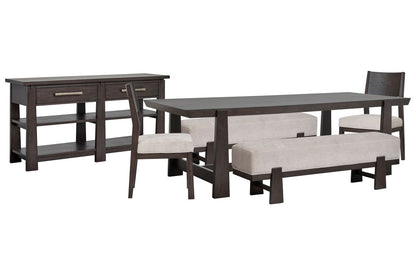 Magnussen - Tauren Coffee Bean Trestle Dining Table With 2 Benches 2 Side Chairs And Sideboard - D6434-21-KIT47 view 1