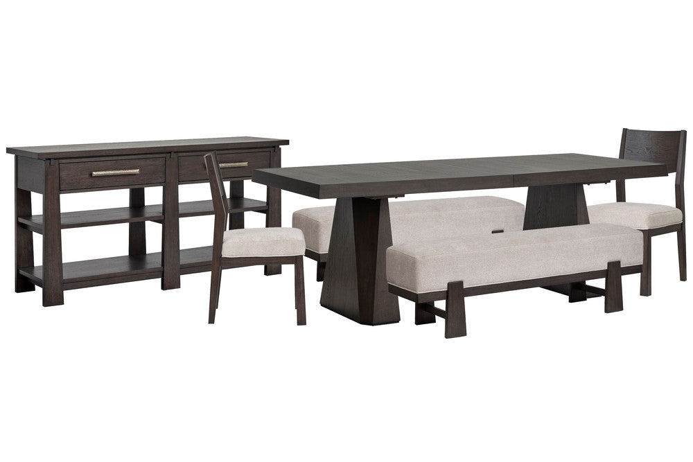 Magnussen - Tauren Coffee Bean Trestle Dining Table With 2 Benches 2 Side Chairs And Sideboard - D6434-32-KIT47 view 1