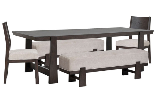 Magnussen - Tauren Coffee Bean Trestle Dining Table With 2 Benches And 2 Side Chairs - D6434-21-KIT46 view 1