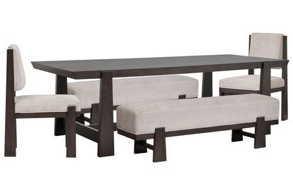 Magnussen - Tauren Coffee Bean Trestle Dining Table With 2 Benches And 2 Upholstered Side Chairs - D6434-21-KIT49 view 1