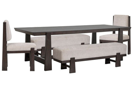 Magnussen - Tauren Coffee Bean Trestle Dining Table With 2 Benches And 2 Upholstered Side Chairs - D6434-21-KIT49 view 1