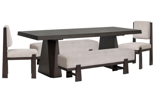 Magnussen - Tauren Coffee Bean Trestle Dining Table With 2 Benches And 2 Upholstered Side Chairs - D6434-32-KIT49 view 1