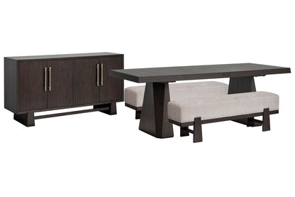 Magnussen - Tauren Coffee Bean Trestle Dining Table With 2 Benches And Buffet - D6434-32-KIT45 view 1