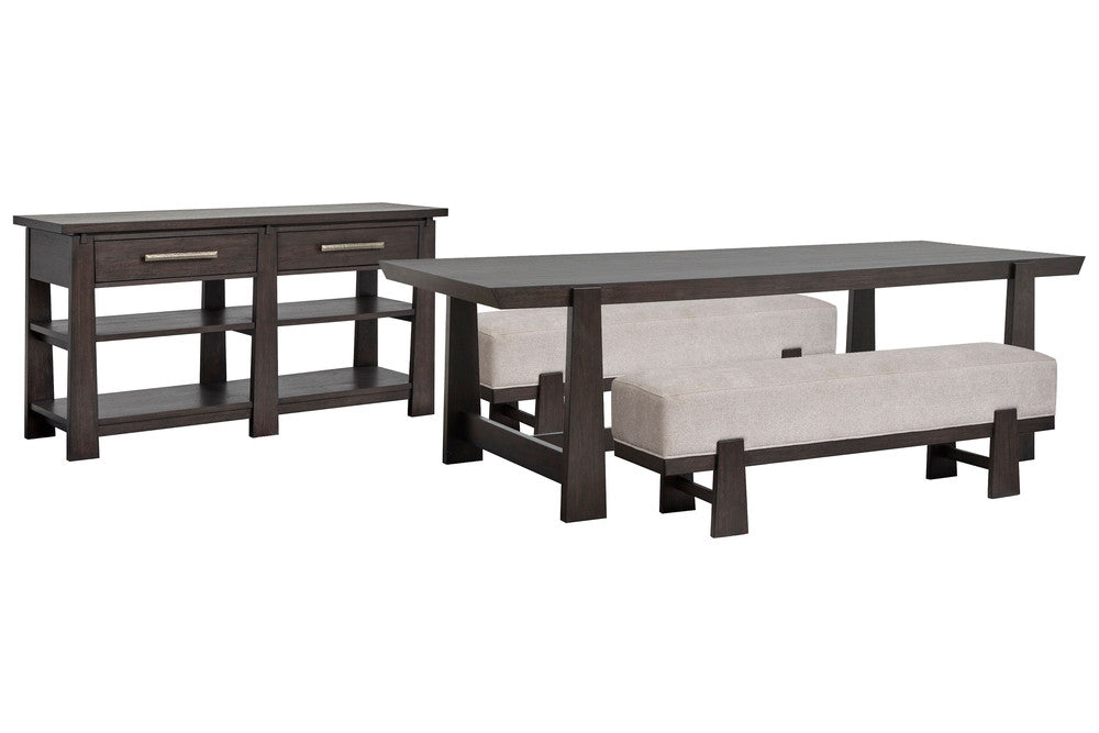 Magnussen - Tauren Coffee Bean Trestle Dining Table With 2 Benches And Sideboard - D6434-21-KIT44 view 1