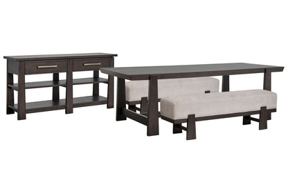 Magnussen - Tauren Coffee Bean Trestle Dining Table With 2 Benches And Sideboard - D6434-21-KIT44 view 1