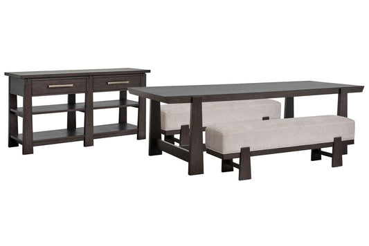 Magnussen - Tauren Coffee Bean Trestle Dining Table With 2 Benches And Sideboard - D6434-21-KIT44 view 1