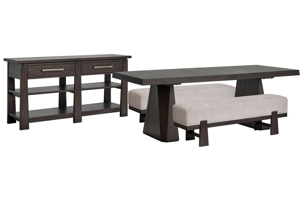 Magnussen - Tauren Coffee Bean Trestle Dining Table With 2 Benches And Sideboard - D6434-32-KIT44 view 1