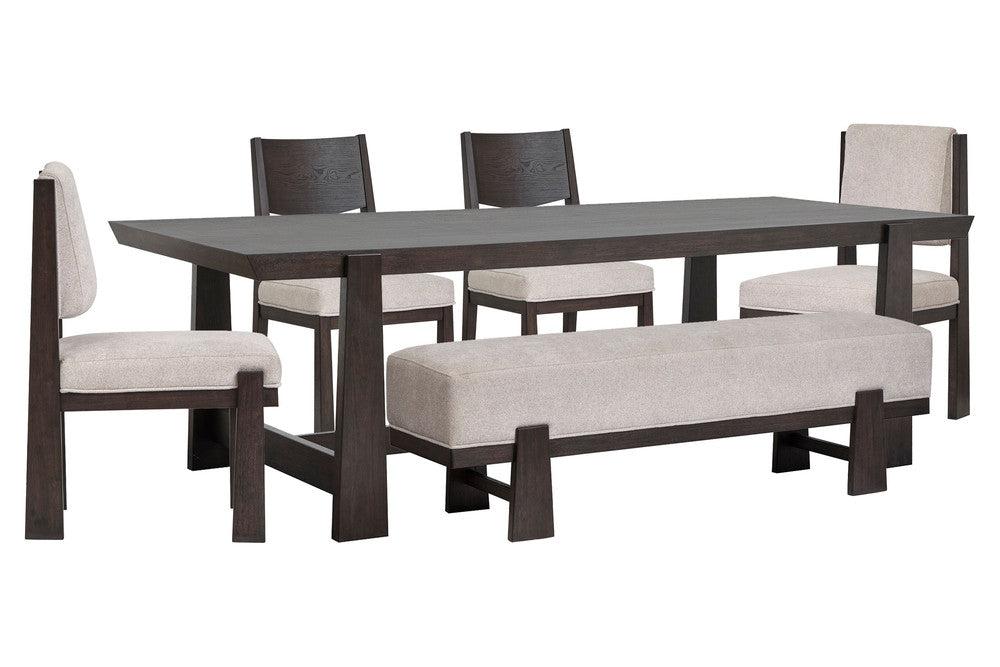 Magnussen - Tauren Coffee Bean Trestle Dining Table With 2 Side Chairs 2 Upholstered Side Chairs And Bench - D6434-21-KIT40 view 1
