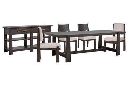 Magnussen - Tauren Coffee Bean Trestle Dining Table With 2 Side Chairs 2 Upholstered Side Chairs And Sideboard - D6434-21-KIT20 view 1