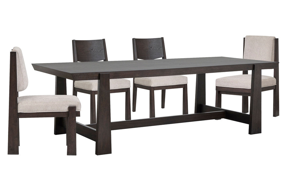 Magnussen - Tauren Coffee Bean Trestle Dining Table With 2 Side Chairs And 2 Upholstered Side Chairs - D6434-21-KIT19 view 1