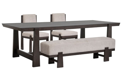 Magnussen - Tauren Coffee Bean Trestle Dining Table With 2 Upholstered Side Chairs And Bench - D6434-21-KIT34 view 1