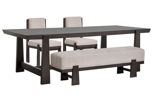 Magnussen - Tauren Coffee Bean Trestle Dining Table With 2 Upholstered Side Chairs And Bench - D6434-21-KIT34 view 1