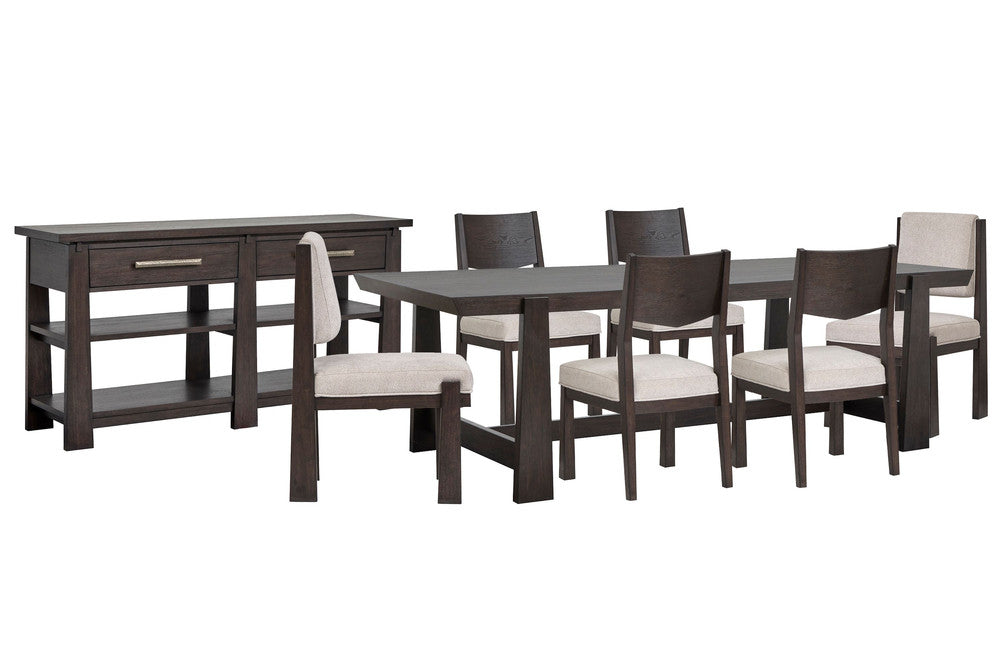 Magnussen - Tauren Coffee Bean Trestle Dining Table With 4 Side Chairs 2 Upholstered Side Chairs And Sideboard - D6434-21-KIT23 view 1