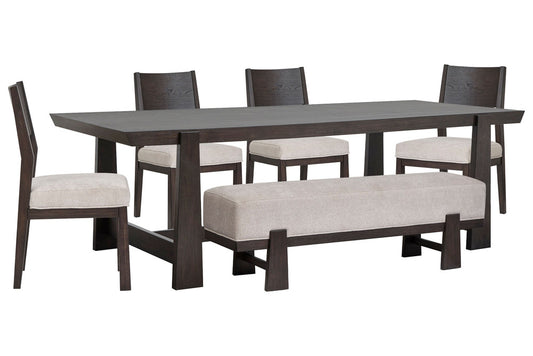 Magnussen - Tauren Coffee Bean Trestle Dining Table With 4 Side Chairs And Bench - D6434-21-KIT31 view 1