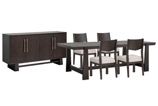 Magnussen - Tauren Coffee Bean Trestle Dining Table With 4 Side Chairs And Buffet - D6434-21-KIT3 view 1