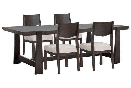 Magnussen - Tauren Coffee Bean Trestle Dining Table With 4 Side Chairs - D6434-21-KIT1 view 1