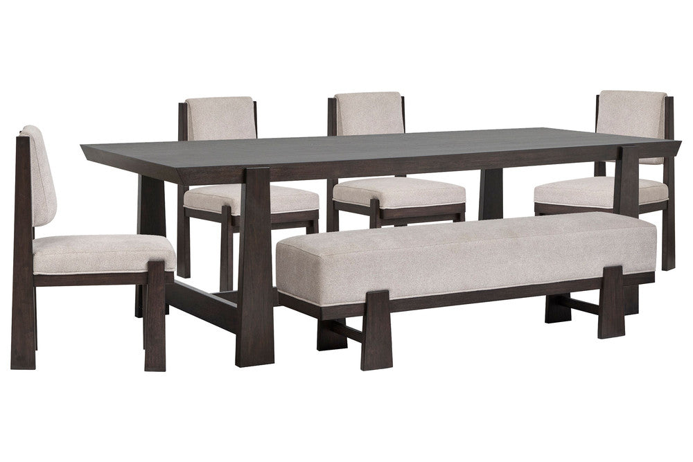 Magnussen - Tauren Coffee Bean Trestle Dining Table With 4 Upholstered Side Chairs And Bench - D6434-21-KIT37 view 1
