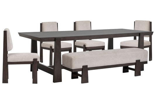 Magnussen - Tauren Coffee Bean Trestle Dining Table With 4 Upholstered Side Chairs And Bench - D6434-21-KIT37 view 1