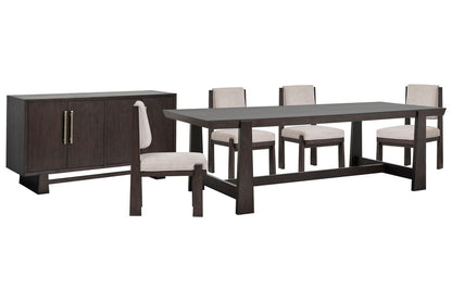 Magnussen - Tauren Coffee Bean Trestle Dining Table With 4 Upholstered Side Chairs And Buffet - D6434-21-KIT12 view 1