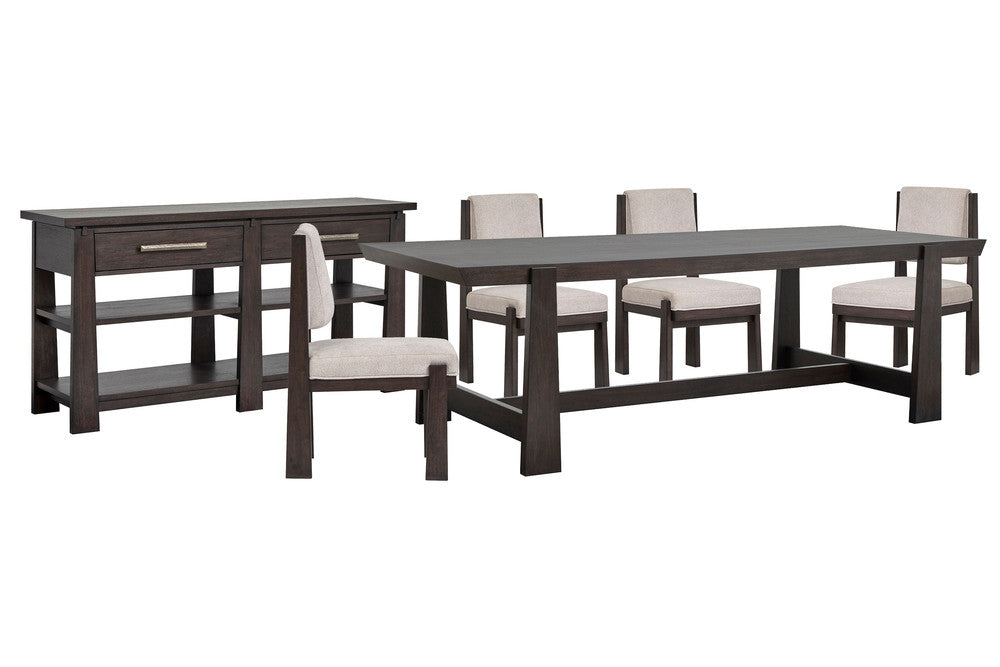 Magnussen - Tauren Coffee Bean Trestle Dining Table With 4 Upholstered Side Chairs And Sideboard - D6434-21-KIT11 view 1