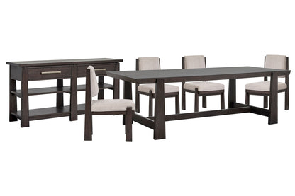 Magnussen - Tauren Coffee Bean Trestle Dining Table With 4 Upholstered Side Chairs And Sideboard - D6434-21-KIT11 view 1
