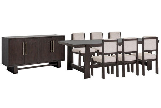 Magnussen - Tauren Coffee Bean Trestle Dining Table With 6 Upholstered Side Chairs And Buffet - D6434-21-KIT15 view 1