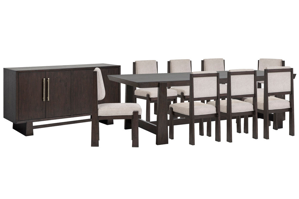 Magnussen - Tauren Coffee Bean Trestle Dining Table With 8 Upholstered Side Chairs And Buffet - D6434-21-KIT18 view 1