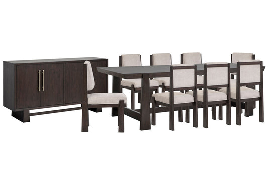 Magnussen - Tauren Coffee Bean Trestle Dining Table With 8 Upholstered Side Chairs And Buffet - D6434-21-KIT18 view 1
