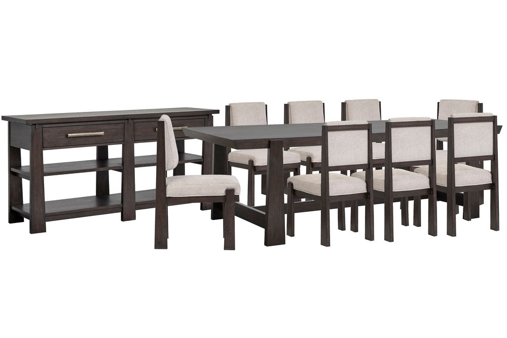 Magnussen - Tauren Coffee Bean Trestle Dining Table With 8 Upholstered Side Chairs And Sideboard - D6434-21-KIT17 view 1
