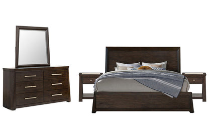 Magnussen - Tauren Queen Panel Bed 2 Open Nightstands And Double Drawer Dresser With Shaped Mirror - B6434-54-KIT8 view 1