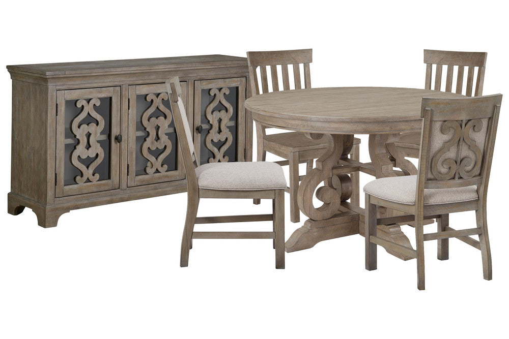 Magnussen - Tinley Park Dove Tail Grey 48" Round Dining Table With 2 Side Chairs 2 Upholstered Side Chairs And Server - D4646-22-KIT12 view 1