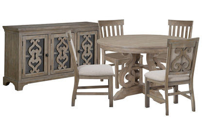 Magnussen - Tinley Park Dove Tail Grey 48" Round Dining Table With 2 Side Chairs 2 Upholstered Side Chairs And Server - D4646-22-KIT12 view 1