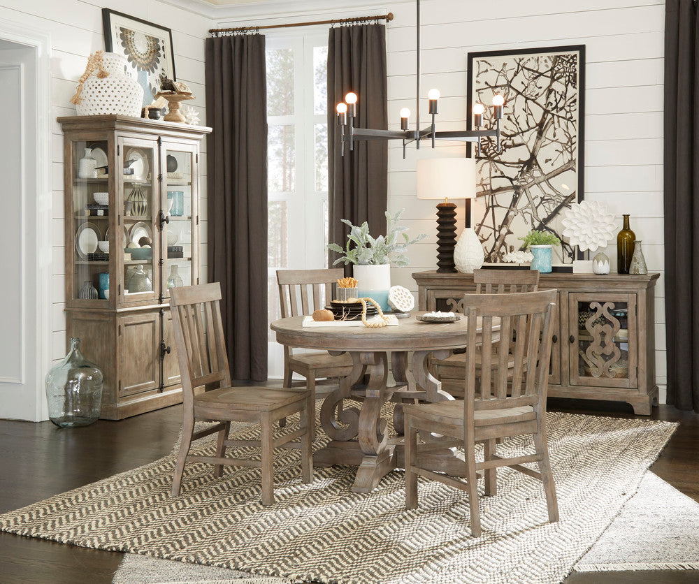 Magnussen - Tinley Park Dove Tail Grey 48" Round Dining Table With 2 Side Chairs 2 Upholstered Side Chairs And Server - D4646-22-KIT12 view 9