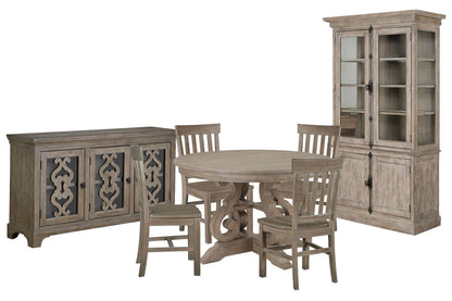 Magnussen - Tinley Park Dove Tail Grey 48" Round Dining Table With 4 Side Chairs Server And Dining Cabinet - D4646-22-KIT4 view 1