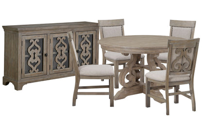 Magnussen - Tinley Park Dove Tail Grey 48" Round Dining Table With 4 Upholstered Side Chairs And Server - D4646-22-KIT7 view 1