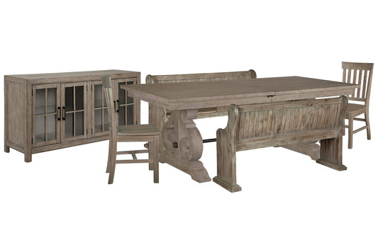 Magnussen - Tinley Park Dove Tail Grey Extendable Rectangular Dining Table With 2 Benches 2 Side Chairs And Buffet - D4646-20-KIT48 view 1