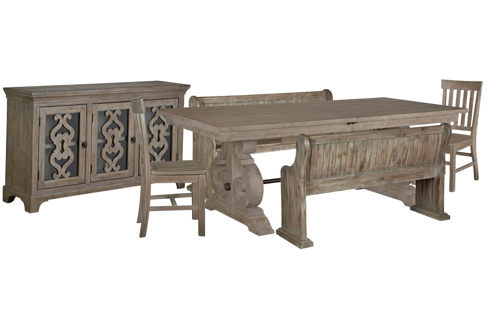 Magnussen - Tinley Park Dove Tail Grey Extendable Rectangular Dining Table With 2 Benches 2 Side Chairs And Server - D4646-20-KIT47 view 1