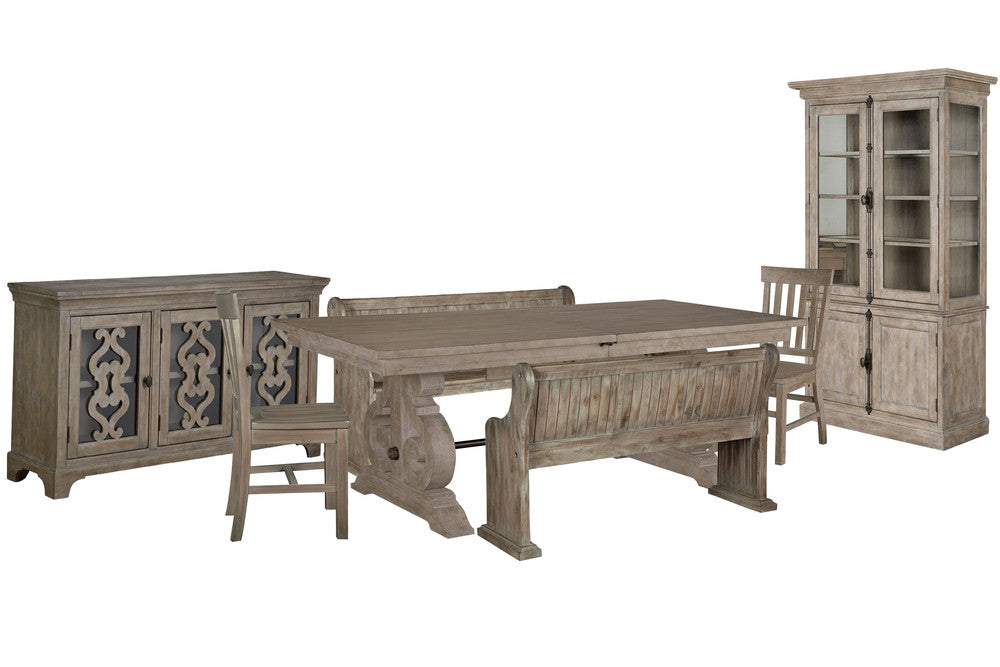 Magnussen - Tinley Park Dove Tail Grey Extendable Rectangular Dining Table With 2 Benches 2 Side Chairs Server And Dining Cabinet - D4646-20-KIT49 view 1