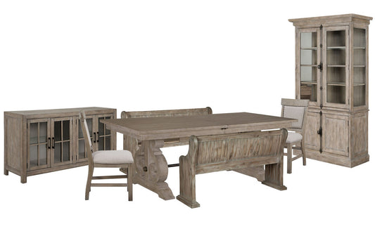 Magnussen - Tinley Park Dove Tail Grey Extendable Rectangular Dining Table With 2 Benches 2 Upholstered Side Chairs Buffet And Dining Cabinet - D4646-20-KIT55 view 1