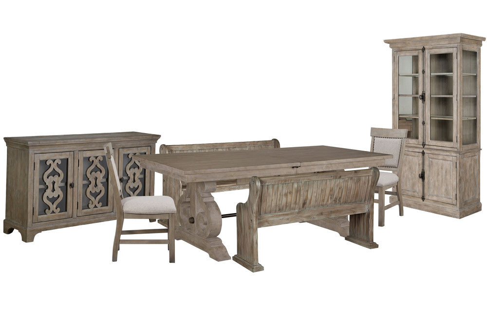 Magnussen - Tinley Park Dove Tail Grey Extendable Rectangular Dining Table With 2 Benches 2 Upholstered Side Chairs Server And Dining Cabinet - D4646-20-KIT54 view 1