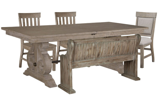 Magnussen - Tinley Park Dove Tail Grey Extendable Rectangular Dining Table With 2 Side Chairs 1 Upholstered Side Chairs And Bench - D4646-20-KIT31 view 1