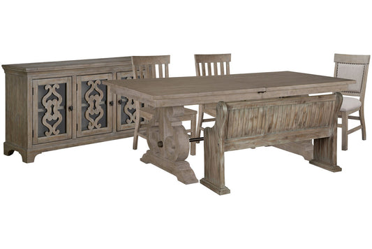 Magnussen - Tinley Park Dove Tail Grey Extendable Rectangular Dining Table With 2 Side Chairs 1 Upholstered Side Chairs Bench And Server - D4646-20-KIT32 view 1
