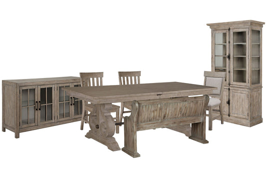 Magnussen - Tinley Park Dove Tail Grey Extendable Rectangular Dining Table With 2 Side Chairs 1 Upholstered Side Chairs Bench Buffet Curio Cabinet And Dining Cabinet - D4646-20-KIT35 view 1