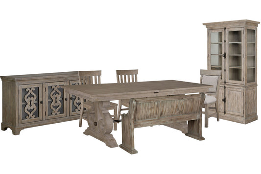 Magnussen - Tinley Park Dove Tail Grey Extendable Rectangular Dining Table With 2 Side Chairs 1 Upholstered Side Chairs Bench Server And Dining Cabinet - D4646-20-KIT34 view 1