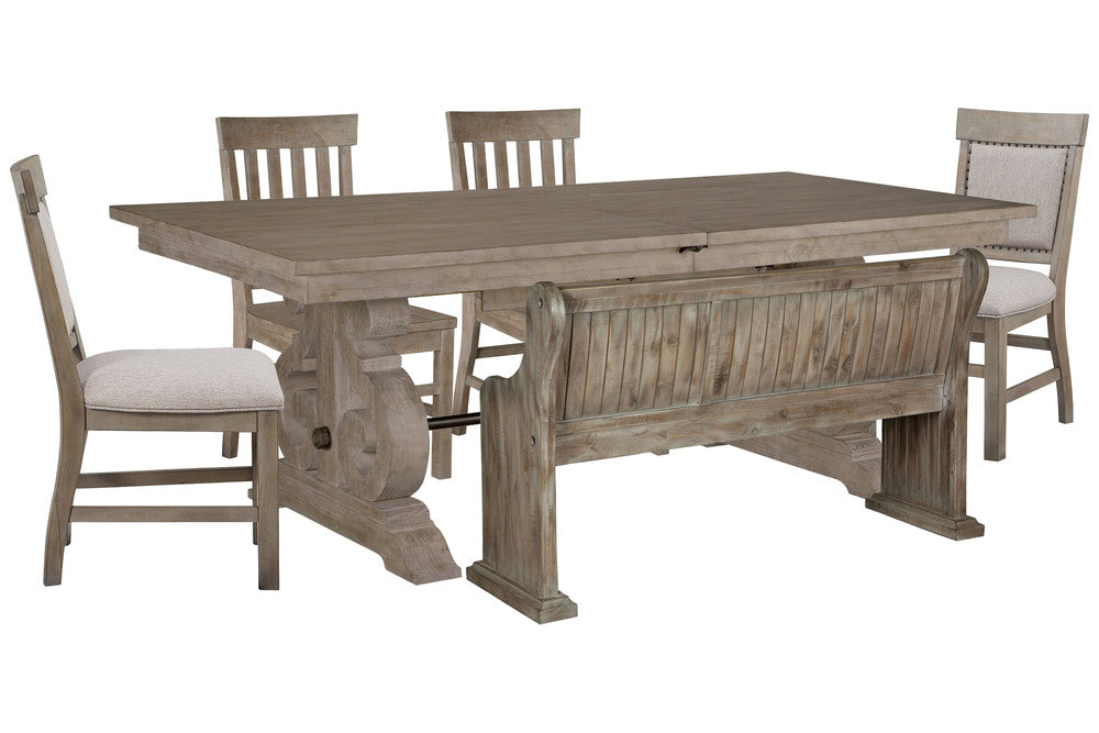 Magnussen - Tinley Park Dove Tail Grey Extendable Rectangular Dining Table With 2 Side Chairs 2 Upholstered Side Chairs And Bench - D4646-20-KIT36 view 1